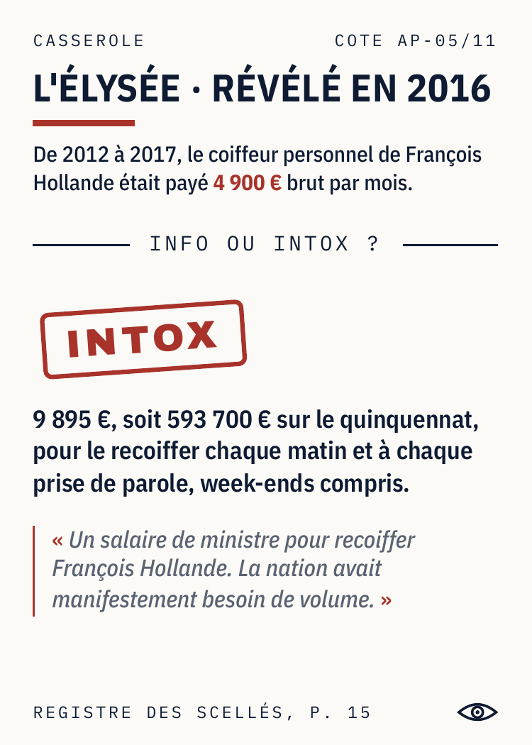 Casserole L'Élysée 2016, verdict Intox